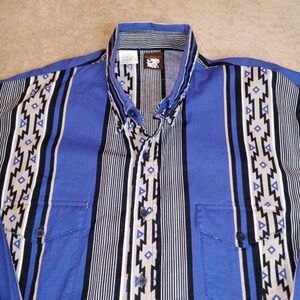 Karman Men's Southwest Aztec Long Sleeve Purple Button‎ Up Shirt XL